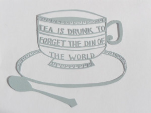 QUOTE PAPERCUT // tea cup design // hand cut original // wedgewood ...