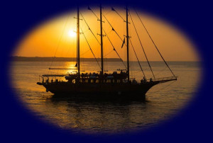 Old Sailing Ship at Sea During Sunset
