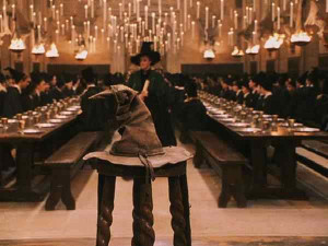 Sorting Hat in front of all the Hogwarts students during the Sorting ...