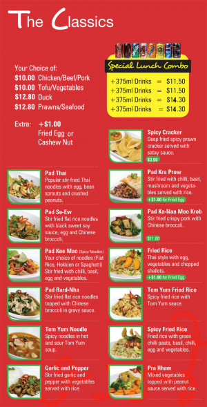 thai food menu