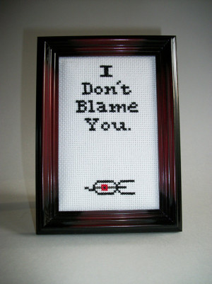 hehehe Portal turret quote don't blame cross stitch by FunWithNeedles ...