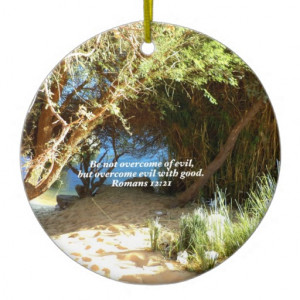 Bible Verses Love Quote Saying Romans 12:21 Christmas Ornaments