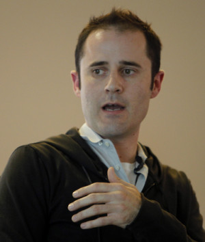 Twitter CEO Evan Williams speaks at a news conference as the website ...
