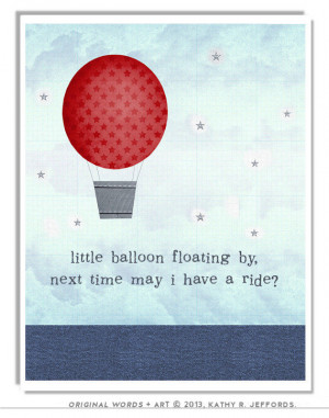Hot Air Balloon Art Print. Red And Navy Blue Nursery Art. Little Boy's ...