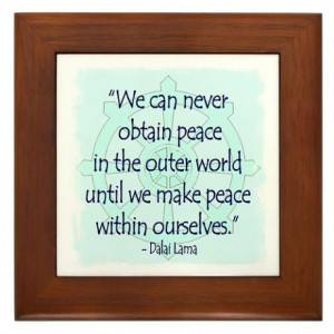 ... Gifts > Aum Living Room > DALAI LAMA PEACE WITHIN QUOTE Framed Tile