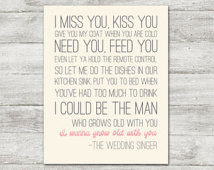 ... wedding singer quote poster print adam sandler funny song wedding