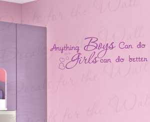 Anything Boy Can Do Girl Can Better Girl Room Kid Baby Nursery Wall ...