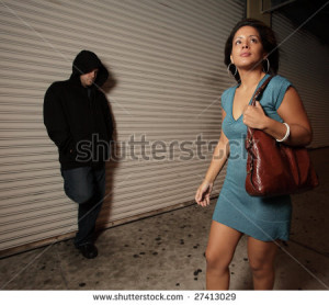 stock photo unsuspecting woman being stalked 27413029