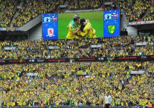... celebrate Cameron Jerome 39 s goal at Wembley Picture Simon Finlay