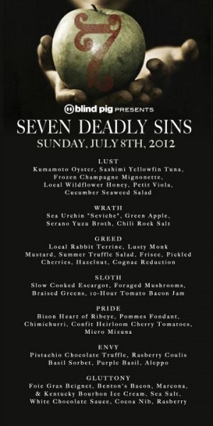 Blind Pig Supper Club’s Seven Deadly Sins Dinner in Asheville, NC ...