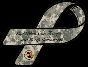 Custom Ribbon: God Bless Our Troops / ... and Keep them safe!