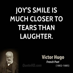 Joy's smile is much closer to tears than laughter.