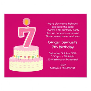 7th Birthday Cake Invitation from Zazzle.com