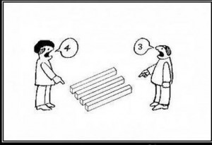 two people standing at opposite ends of an optical illusion - one sees ...