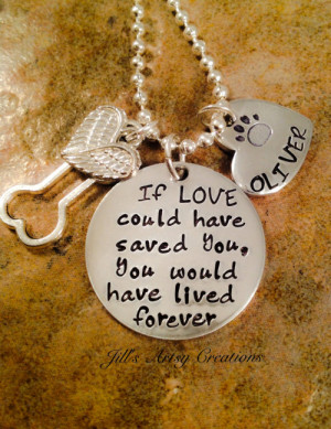 Pet Loss Necklace, Dog, Cat Loss Necklace, If Love Could Have Saved ...