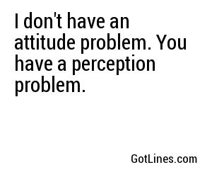 don't have an attitude problem. You have a perception problem. 