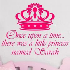 ... WALL STICKER ART QUOTE NAME Princess Prince Crown Girls Bedroom