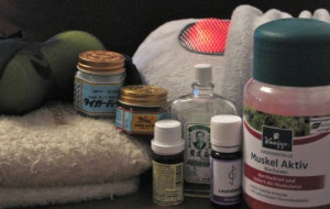 Massage cushion, home-made tennis ball massage device, heat pack ...