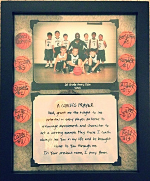 DIY Coach's Gift : put picture & coach's prayer in see through frame ...