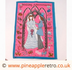 Vintage 1970s Anniversary tea towel -useful!