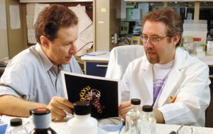 Yale scientist Sidney Altman left shown here with one of his