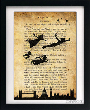 ... Flying Art Book Print - A4 or A3 Large Vintage Page Effect Wall Quote
