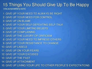 Things to give up to be happy