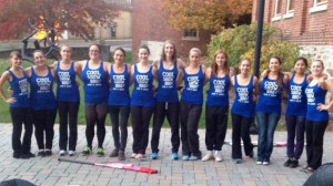 Moravian College's color guard with shirts saying 