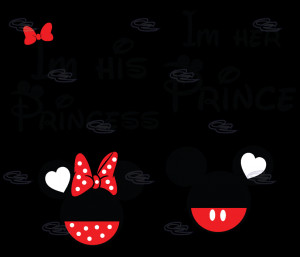 Mickey Minnie Mouse Head I’m His Princess I’m Her Prince Matching ...