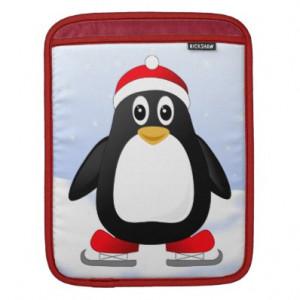 Cute Ice Skating Cartoon Penguin iPad Sleeve