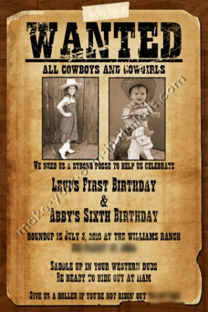 Western Wanted Poster Invitation Template