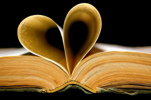 book with heart-shaped page