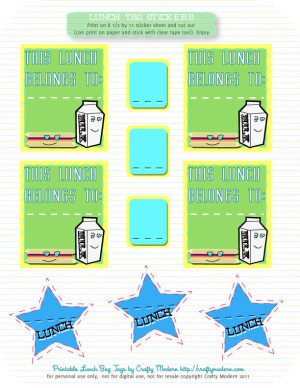 lunch bag sticker tags - claim your lunch - free printables