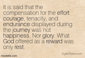 ... courage and endurance displayed during the journey was not happiness