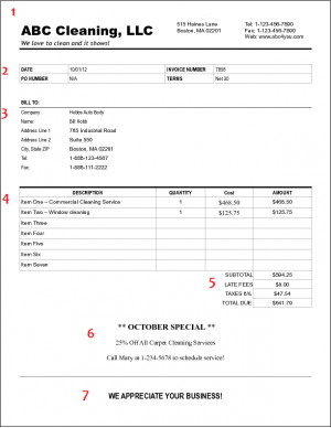 ... example of a cleaning invoice you would use in your cleaning business