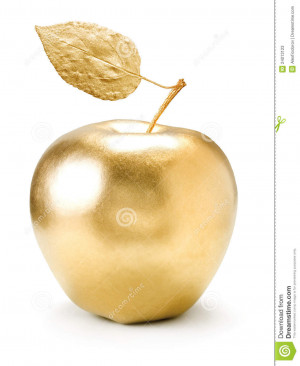 Gold Apple Isolated White...