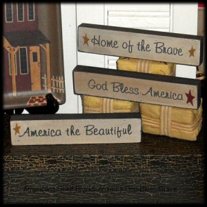 Americana Patriotic Sayings Shelf Sign Sitter Word Blocks-americana ...