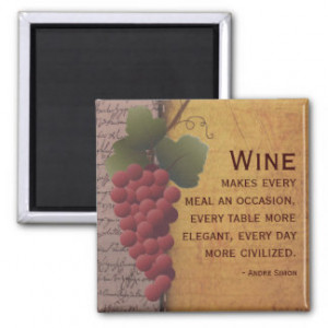 Wine Lover Red Grapes on the Vine with Quote Refrigerator Magnets