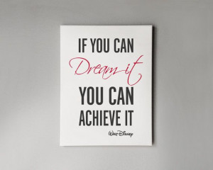 Wall canvas with famous quote of Walt Disney, white cotton canvas ...