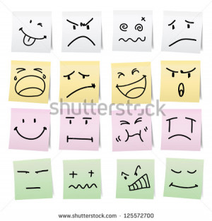 Hand draw cartoon on paper note stickers.eps10 - stock vector