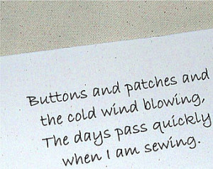 Fabric Block with Sewing Poem Quote 