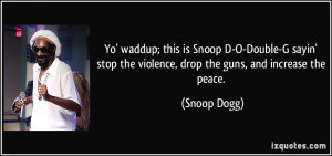 ... stop the violence, drop the guns, and increase the peace. - Snoop Dogg