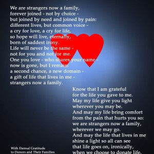 ... donor and donor's family. All downloadable organ donation poems are on