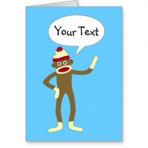 Sock Monkey Customizable Comic Speech Bubble Greeting Card