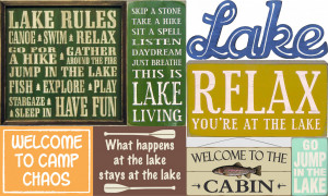 Lake and Camping Wood Signs
