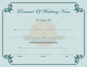 Wedding Vow Renewal Certificate Template