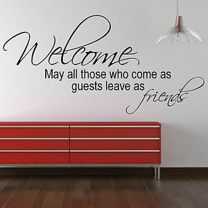 Details about Welcome Wall Sticker Quote - Friends Home Office Decal ...