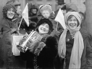 Women’s suffragists demonstrate in February 1913.