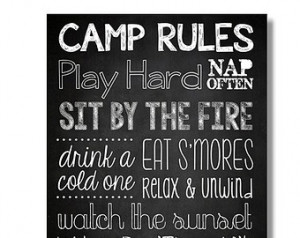 Camp Rules & Cottage Rules - Chalk board Decor Quotes Wall Art Digital ...