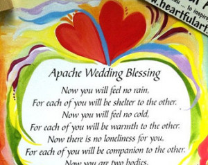 APACHE WEDDING BLESSING 5x7 Inspira tional Quote Bride Groom Marriage ...